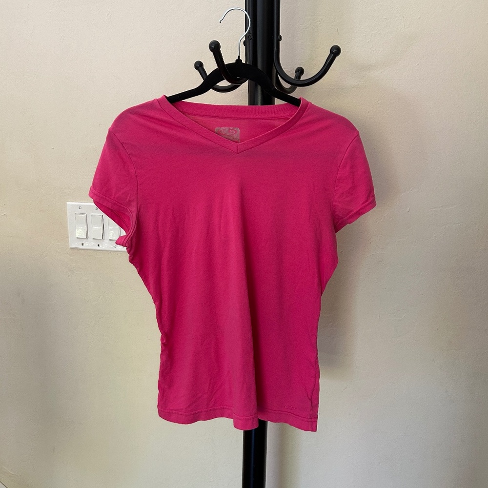 Soft Stretchy Fitted Short Sleeve Pink Cotton T-shirt